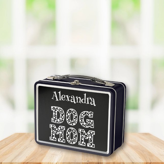 Cute Dotted Dog Mom Graphics typography with name Metal Lunch Box (Creator Uploaded)