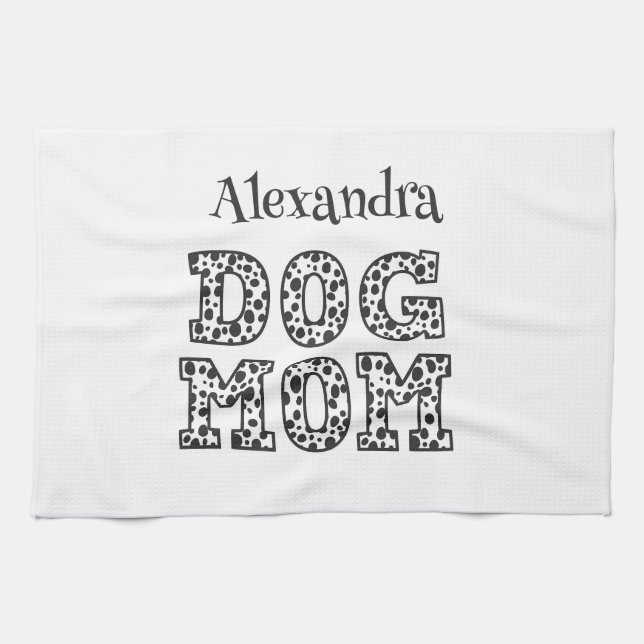 Cute Dotted Dog Mom  Kitchen Towel (Horizontal)