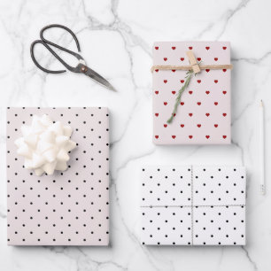 Cute dotted pink Black red white Wrapping Paper Sheets
