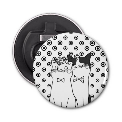 Cute Dotty Cats Couple in Love Bottle Opener