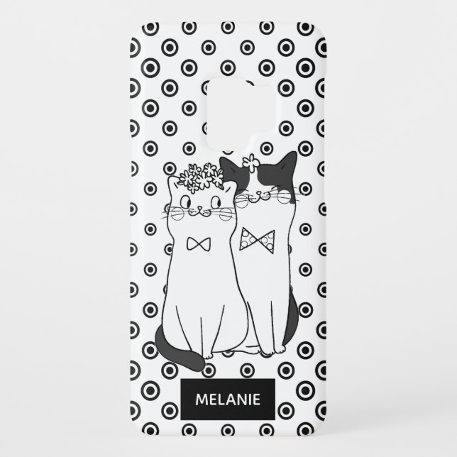 Cute Dotty Cats in Love Personalised Case-Mate Samsung Galaxy Case (Back)