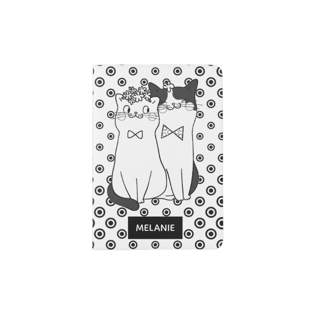 Cute Dotty Cats in Love Personalised Passport Holder (Front)