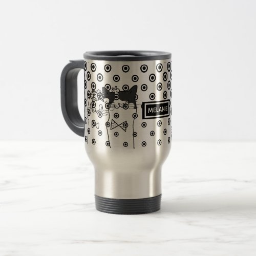 Cute Dotty Cats in Love Personalised Travel Mug