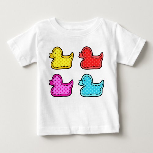 Cute Dotty Colorful Ducks Baby T_Shirt