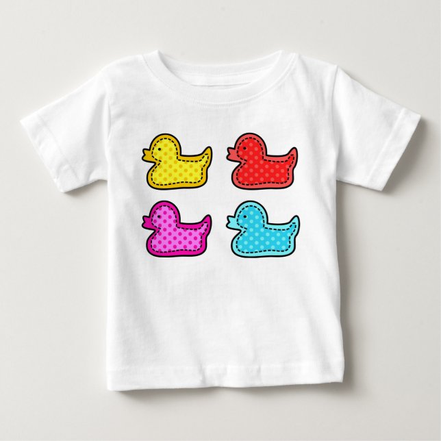 Cute Dotty Colorful Ducks Baby T-Shirt (Front)