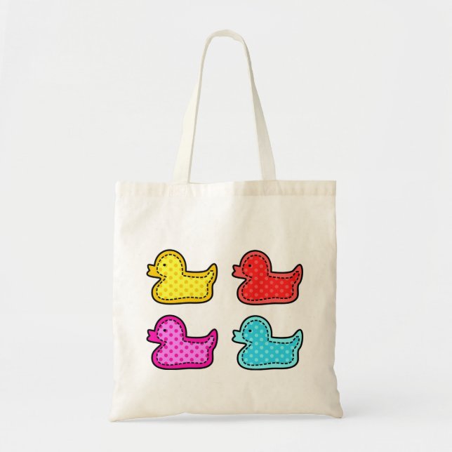 Cute Dotty Colorful Ducks Tote Bag (Front)