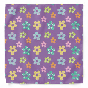 Cute Dotty Flower Pattern Purple Bandana