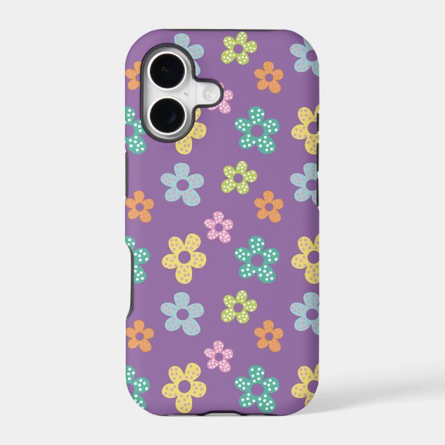 Cute Dotty Flower Pattern Purple Iphone Case (Back)
