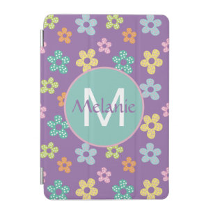 Cute Dotty Flower Pattern Purple Personalised iPad Mini Cover