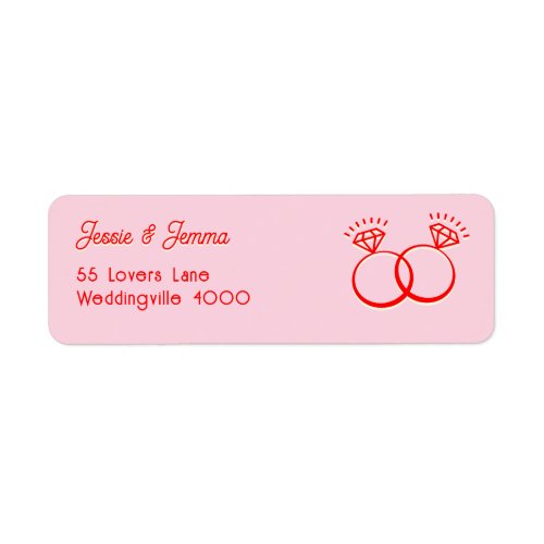Cute Double Diamond Ring Pink  Red Address Label