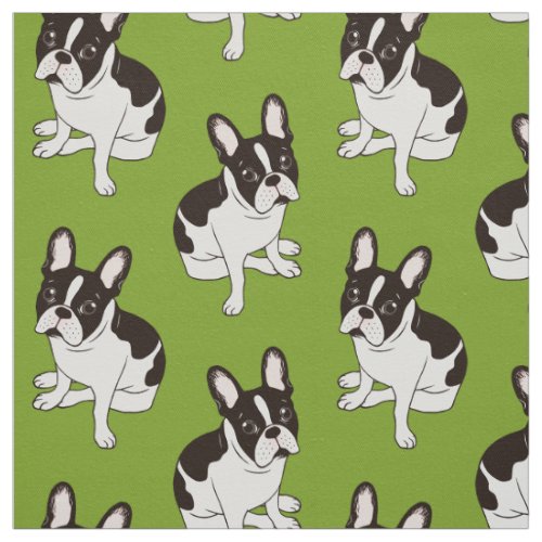 Cute double hooded pied French Bulldog Fabric