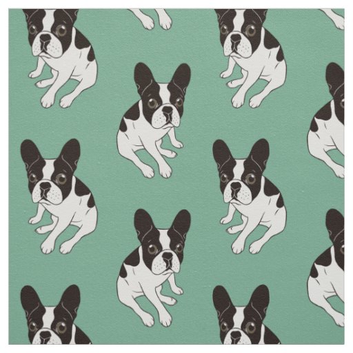 Cute double hooded pied Frenchie is chilling Fabric