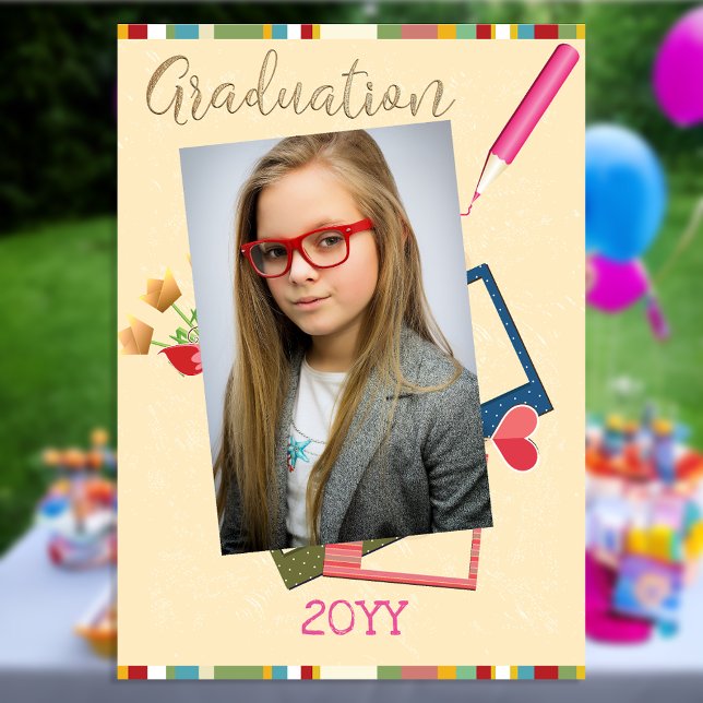 Cute Double Photo Middle School Graduation Invitation (Creator Uploaded)
