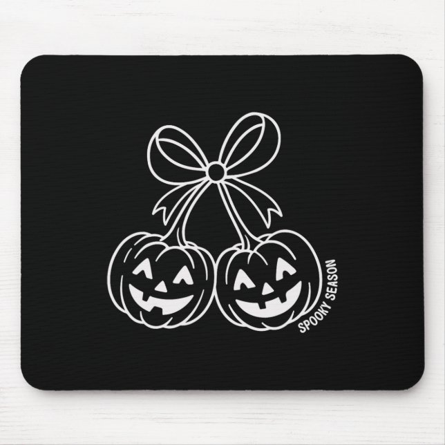 Cute Double Pumpkin Jack O Lantern Face Bow Hallow Mouse Pad (Front)