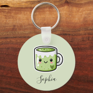 Cute Double Sided Personalized Matcha Keychain