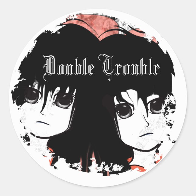 Cute Double Trouble Anime Twin Girls Anime  Classic Round Sticker (Front)
