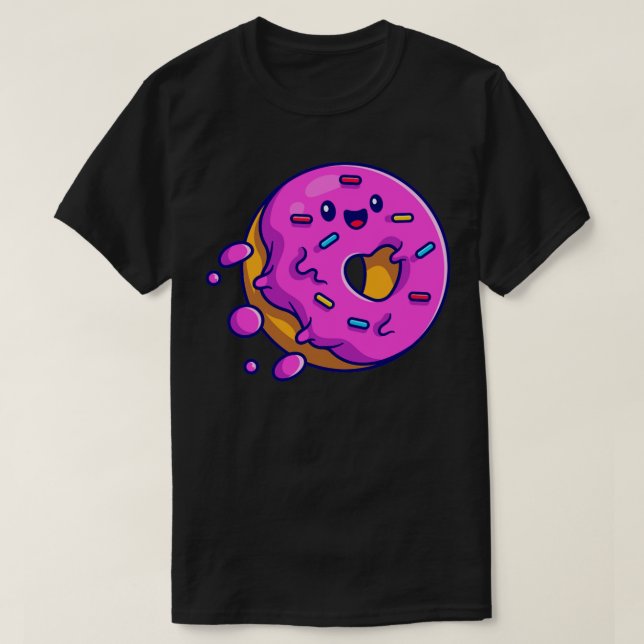 Cute Doughnut Flying Cartoon T-Shirt (Design Front)