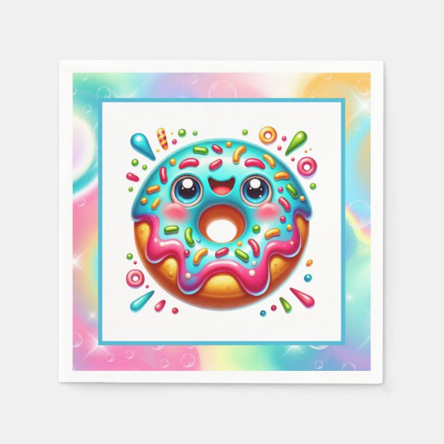 Cute doughnut lovers party napkins (Front)