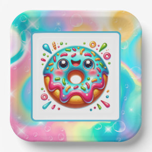 Cute doughnut lovers party paper plates