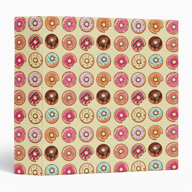 Cute Doughnut Pattern 3 Ring Binder (Front/Spine)