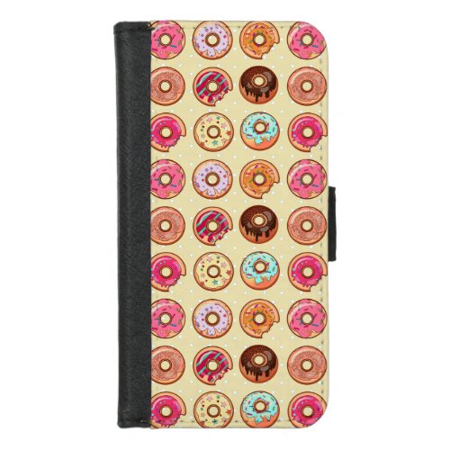 Cute Doughnut Pattern iPhone 87 Wallet Case