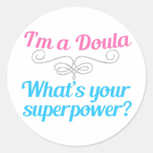 Cute Doula Superhero Classic Round Sticker
