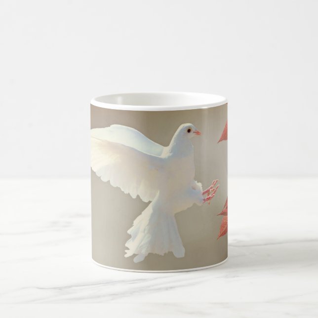 Cute Dove White Pigeon Love & Peace Symbol Bird  Coffee Mug (Center)