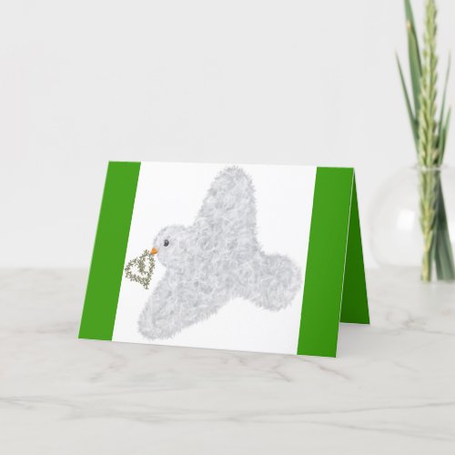 Cute dove with olive wreath New Year card