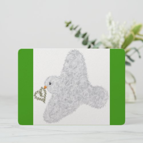 Cute dove with olive wreath New Year Holiday Card