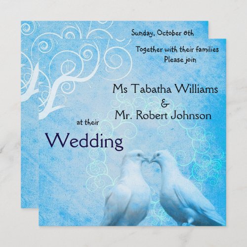 Cute Doves Square Wedding Invitation