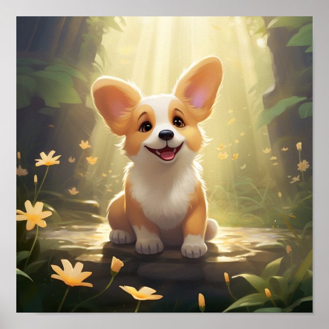 Cute Downloadable Welsh Corgi Poster (Front)