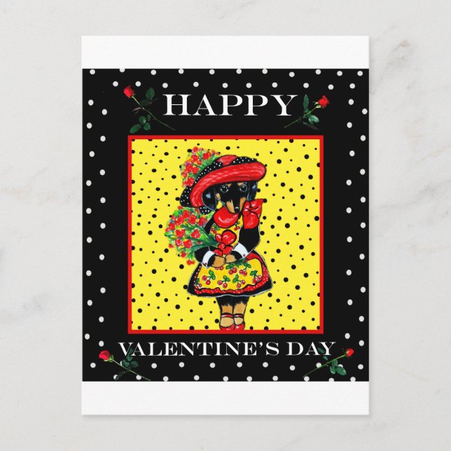 Cute Doxie Valentine Holiday Postcard (Front)