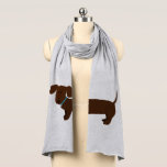 Cute Doxy Dog Scarf<br><div class="desc">A lighthearted design for anyone who loves Dachshunds. A cute cartoon of an adorable doxy stretches across the scarf design area. A fun approach to fashion. Original vector art by Night Owl's Menagerie, 2013.</div>