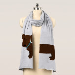 Cute Doxy Dog Scarf<br><div class="desc">A lighthearted design for anyone who loves Dachshunds. A cute cartoon of an adorable doxy stretches across the scarf design area. A fun approach to fashion. Original vector art by Night Owl's Menagerie, 2013.</div>