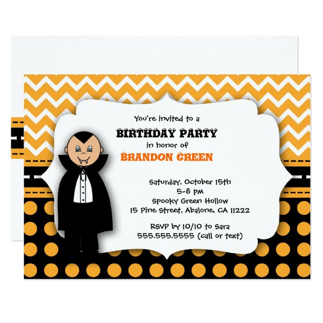 Cute Dracula  Halloween Birthday Party Invitation