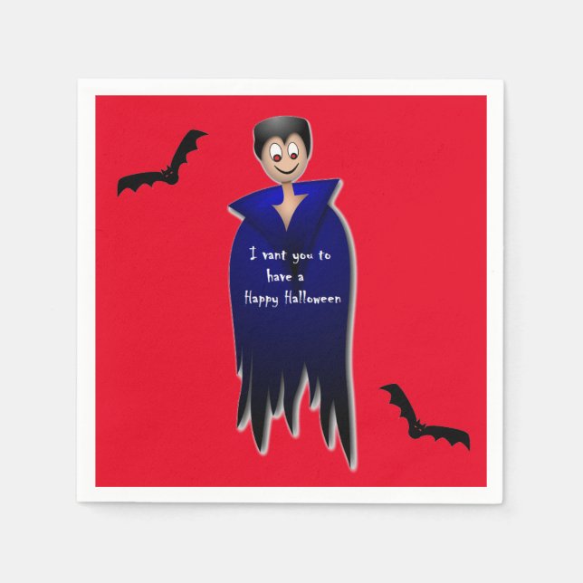Cute Dracula Halloween Napkins (Front)