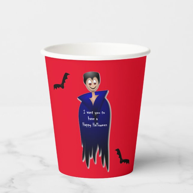 Cute Dracula Halloween  Paper Cups (Front)