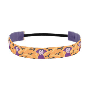 Cute Dracula Vampire Orange Halloween Athletic Headband