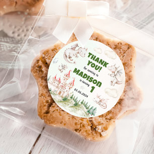 Cute Dragon 1st Birthday Party Classic Round Stick Classic Round Sticker