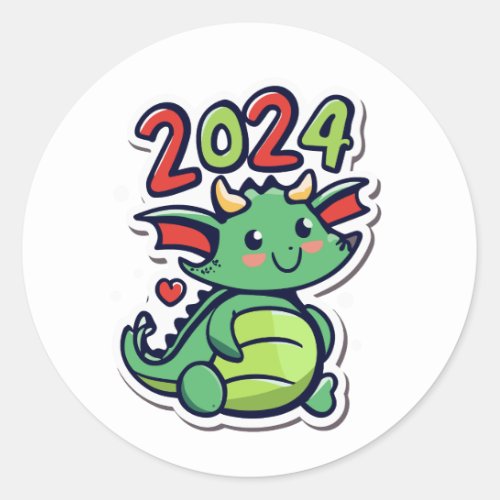 Cute Dragon 2024 Classic Round Sticker