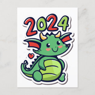 Cute Dragon 2024 Postcard