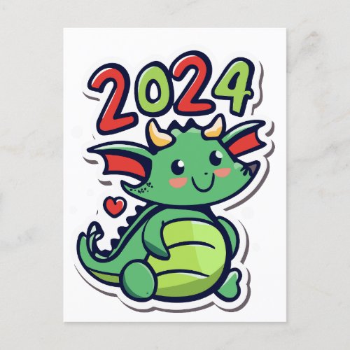 Cute Dragon 2024 Postcard
