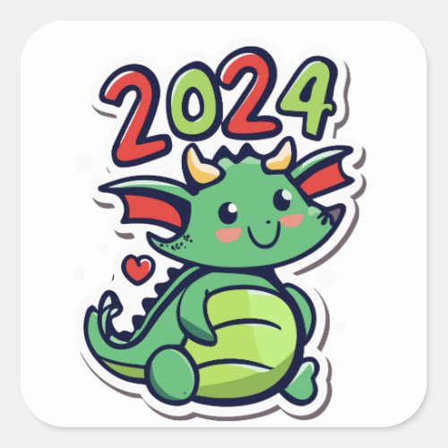 Cute Dragon 2024 Square Sticker