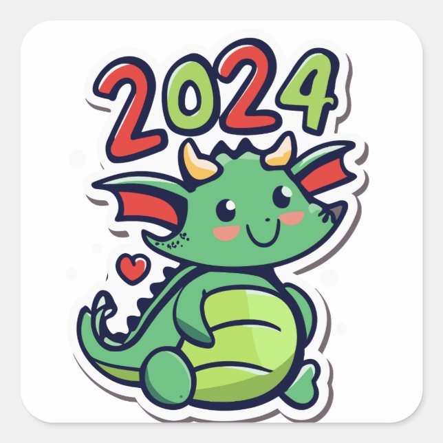 Cute Dragon 2024 Square Sticker (Front)