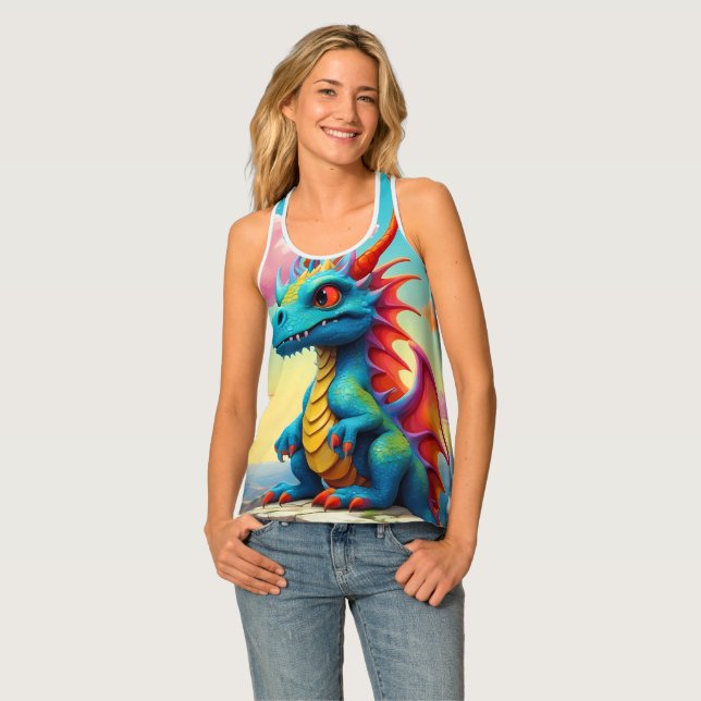 Cute Dragon Art Fantasy Tank Top (Front Full)