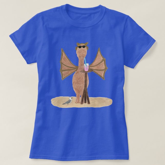 Cute Dragon at the Beach Women's  T-Shirt (Design Front)
