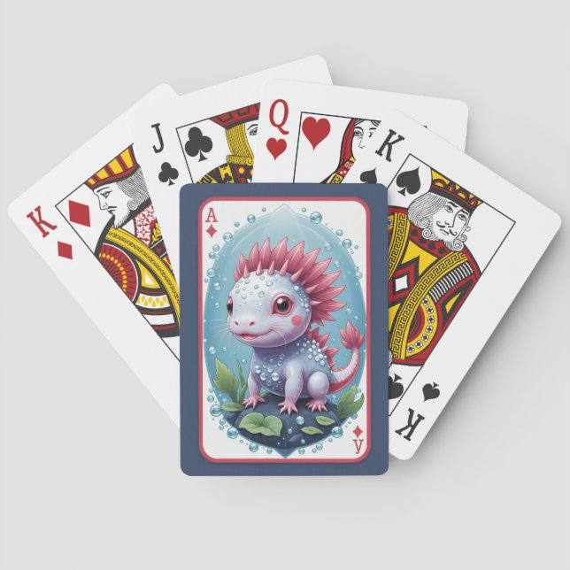 Cute Dragon Axolotl Playing Cards (Back)
