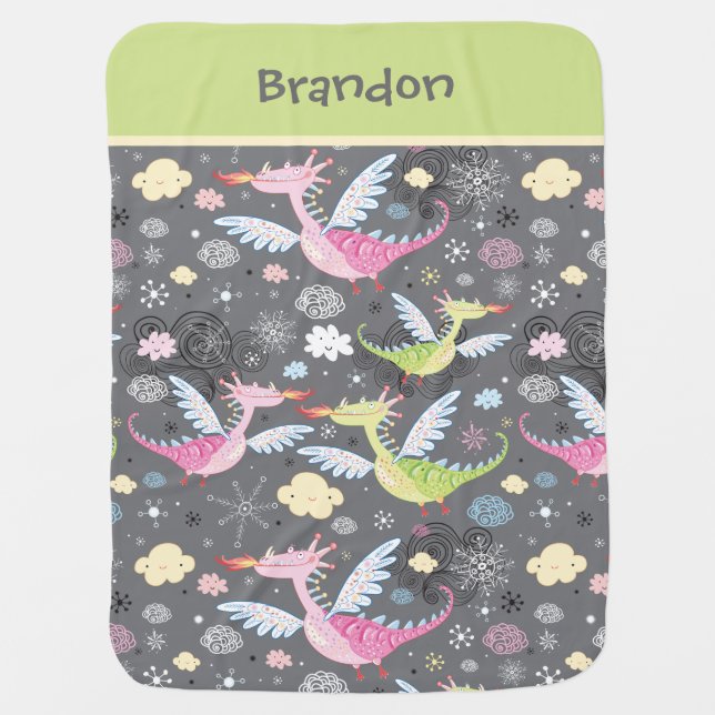 Cute Dragon Baby Blanket (Front)