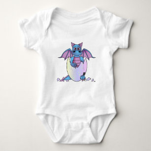 Cute Dragon Baby in Cracked Egg - Blue / Purple Bodysuit