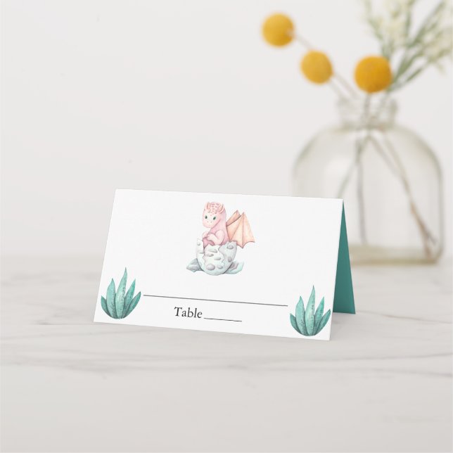 Cute Dragon Baby Shower & Birthday Table Name  Place Card (Front)
